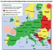 Térképen a piros, a sárga és a zöld jelzésű országok